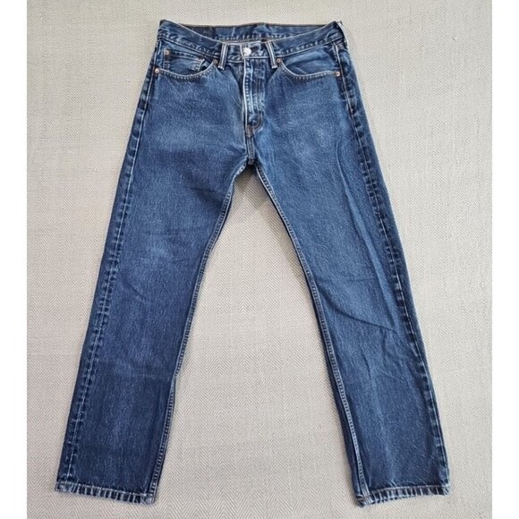 Levi's 505 Men's Jeans Size W33 L32 Classic Fit Straight Leg Blue Denim EUC - Picture 1 of 15